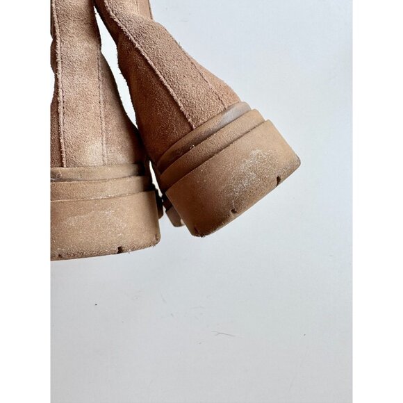 ZARA Brown Suede Leather Lug Sole Platform Ankle Chelsea Boots, Size 36 - Picture 8 of 16